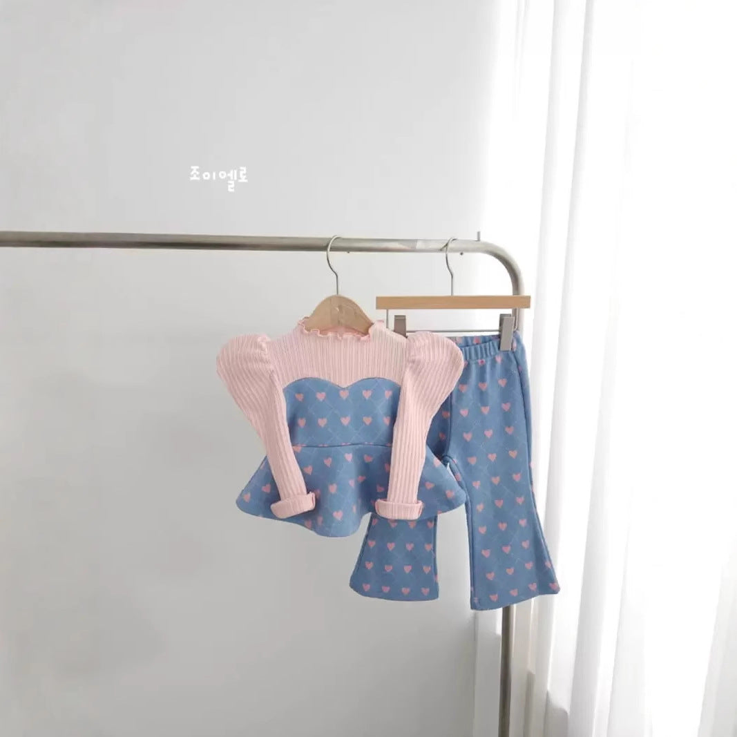 Girls' Casual Sports Set With Cute Print