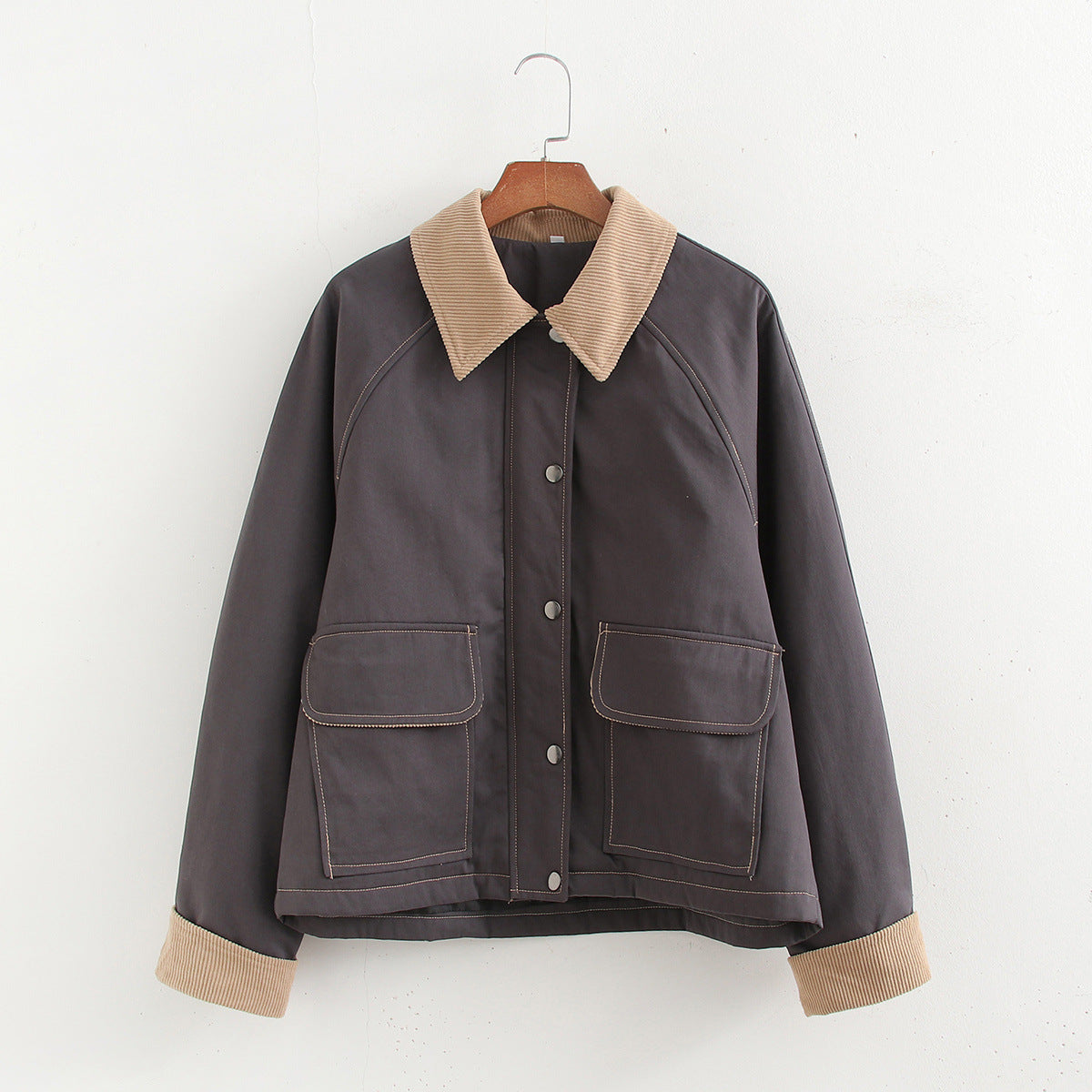 Splicing washed pocket embellishment thin jacket