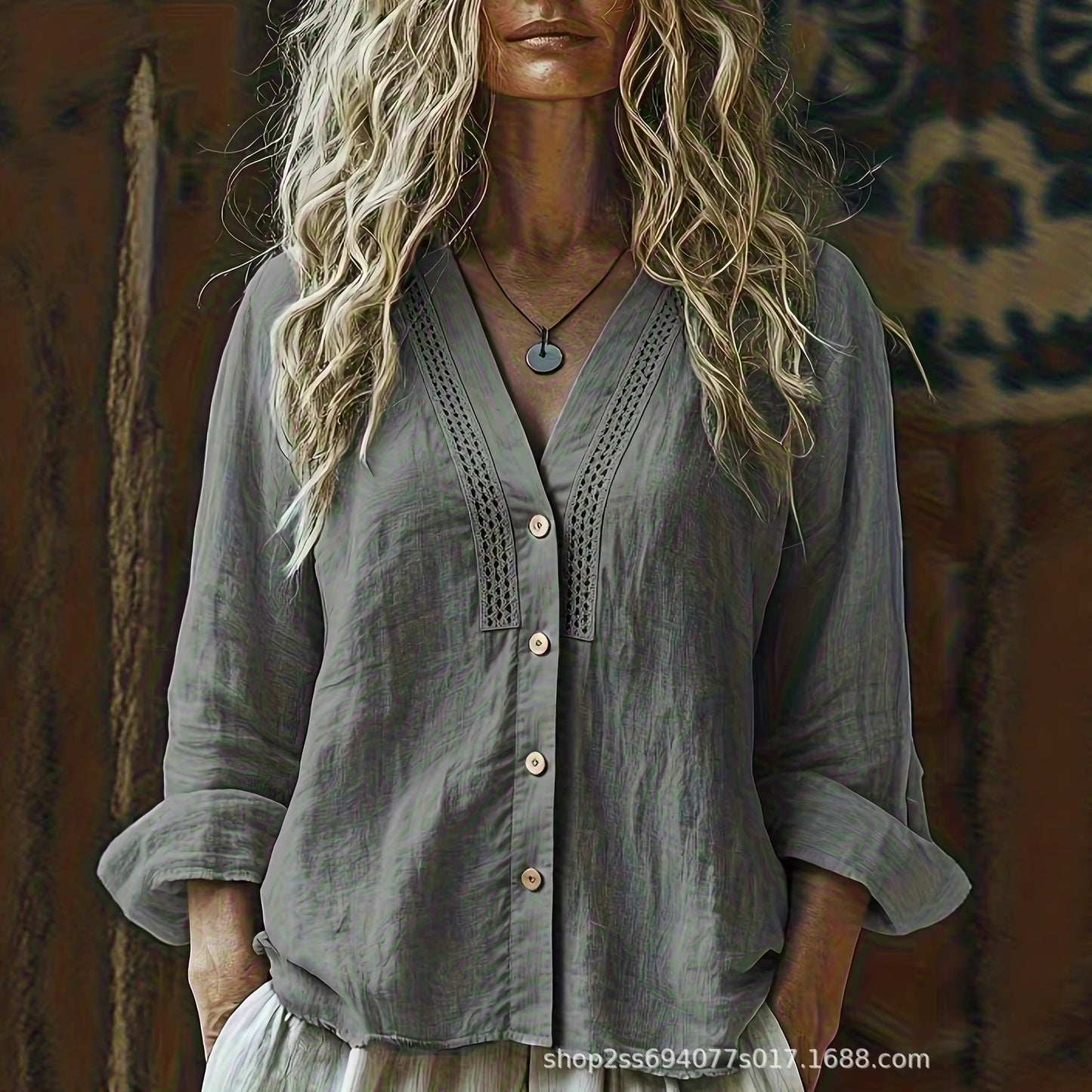 V-Neck Linen Shirt