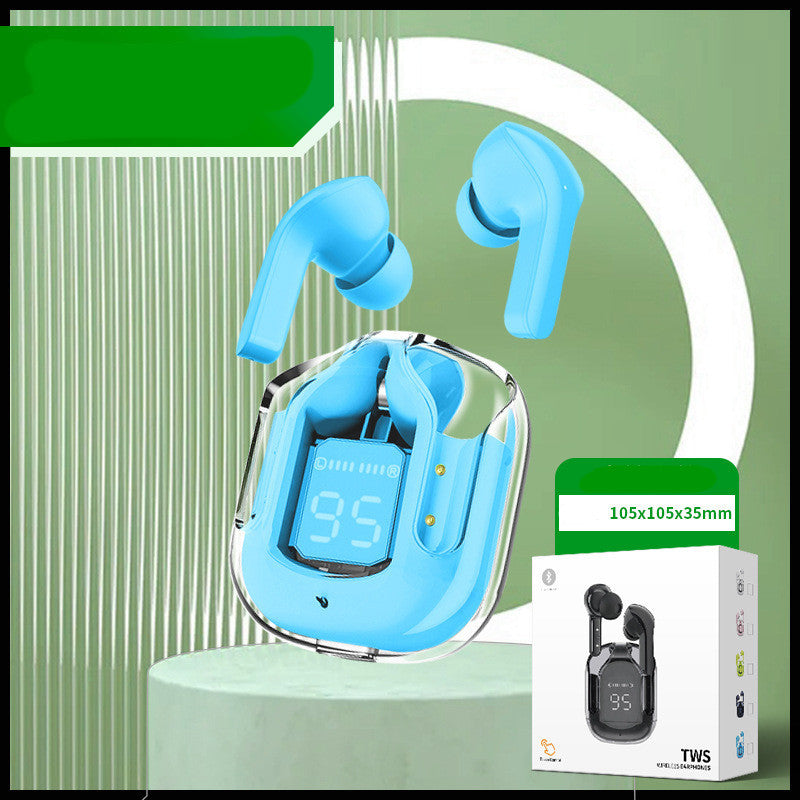 Nouveaux mini écouteurs Bluetooth sans fil transparents avec affichage numérique et réduction de bruit ENC, véritablement sans fil pour le sport et la musique