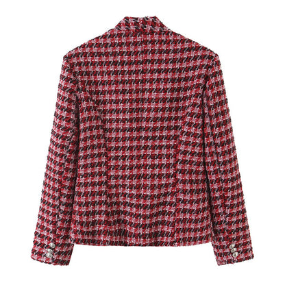 V-neck woolen suit jacket for women