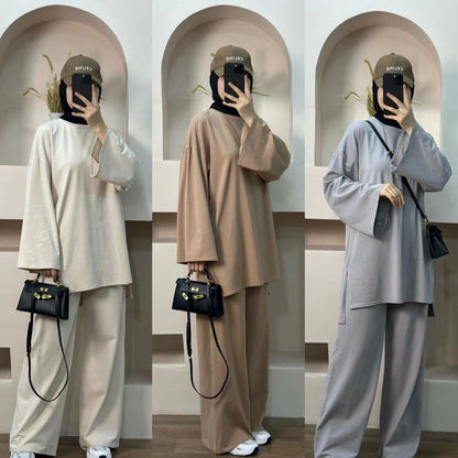 Solid Color Loose Two-piece Suit