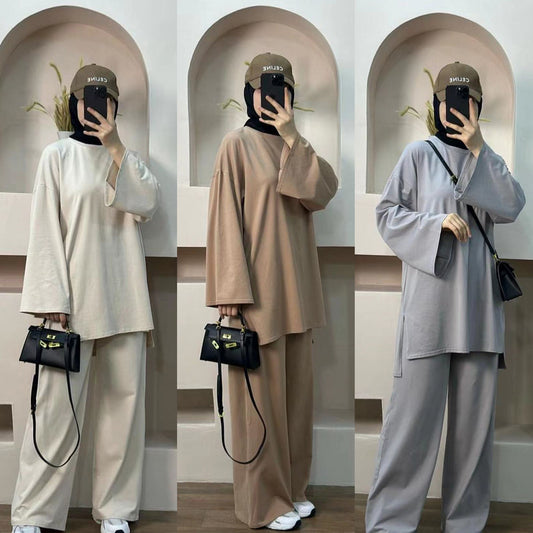 Solid Color Loose Two-piece Suit