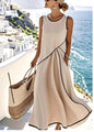 Loose Striped Short-Sleeve Maxi Dress