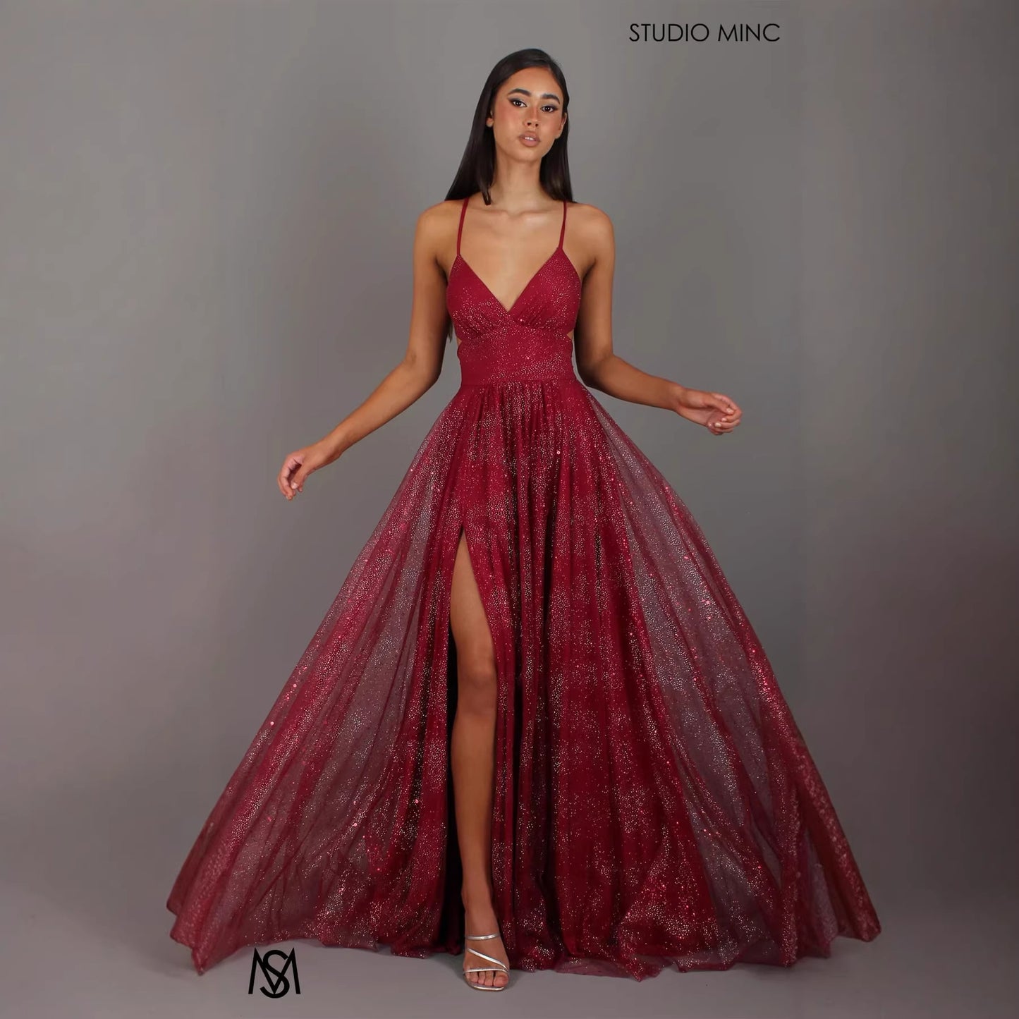 Women's High Waist Flared Hem Split Maxi Dress