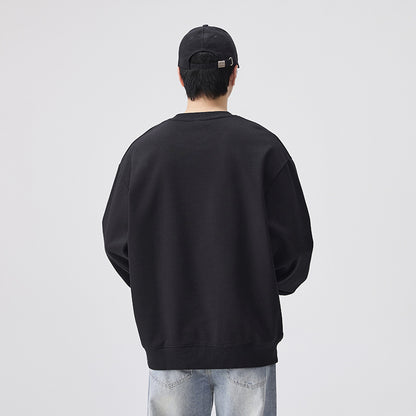 Men's Black Embroidered Crew Neck Sweatshirt