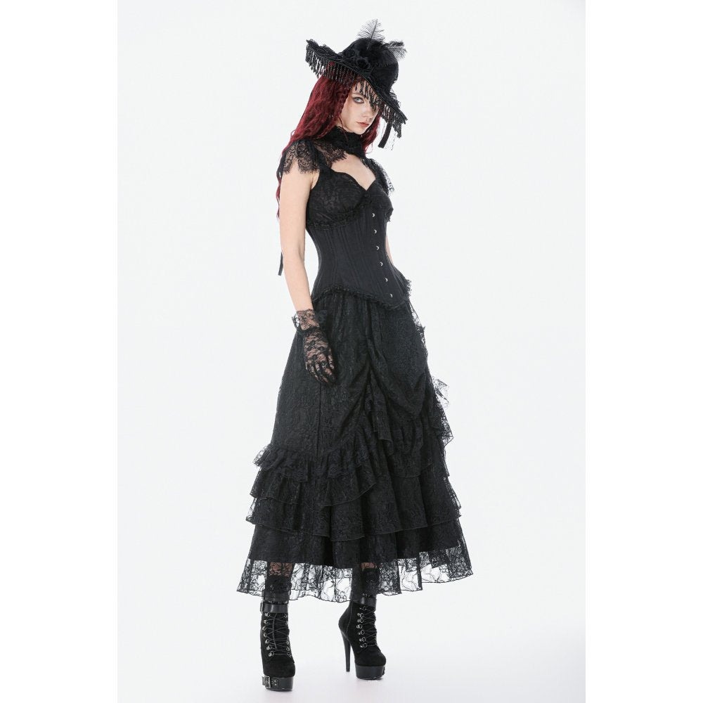 Corset long Talia Gothic Dark in Love avec baleines en métal