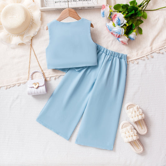 Girls Sleeveless Vest Top & Shorts Two-Piece Set