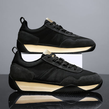 Chaussures de randonnée décontractées élégantes pour hommes - Dessus en tissu respirant, Semelle en PVC durable, Fermeture à lacets, Tenue d'extérieur et décontractée toutes saisons - Noir
