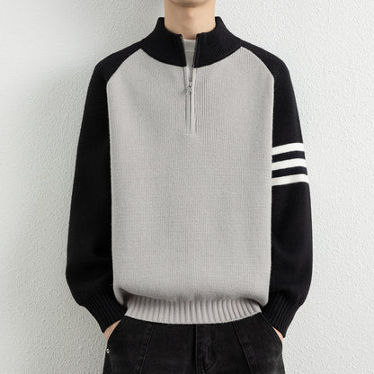 Mock Neck Zipper Knit Sweater
