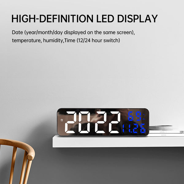 9-Inch Digital Clock with Temp & Humidity