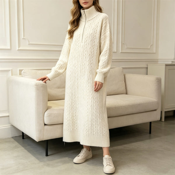 Half zip long sleeved dress