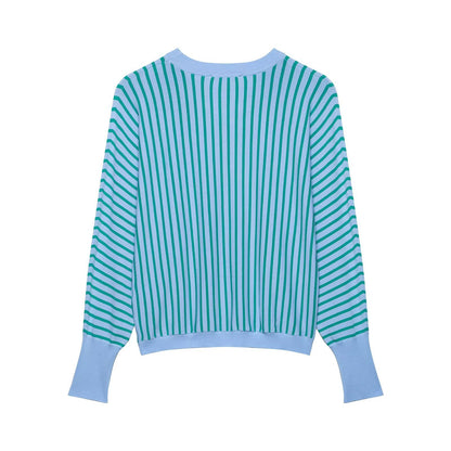 Minimally striped knitted versatile hoodie
