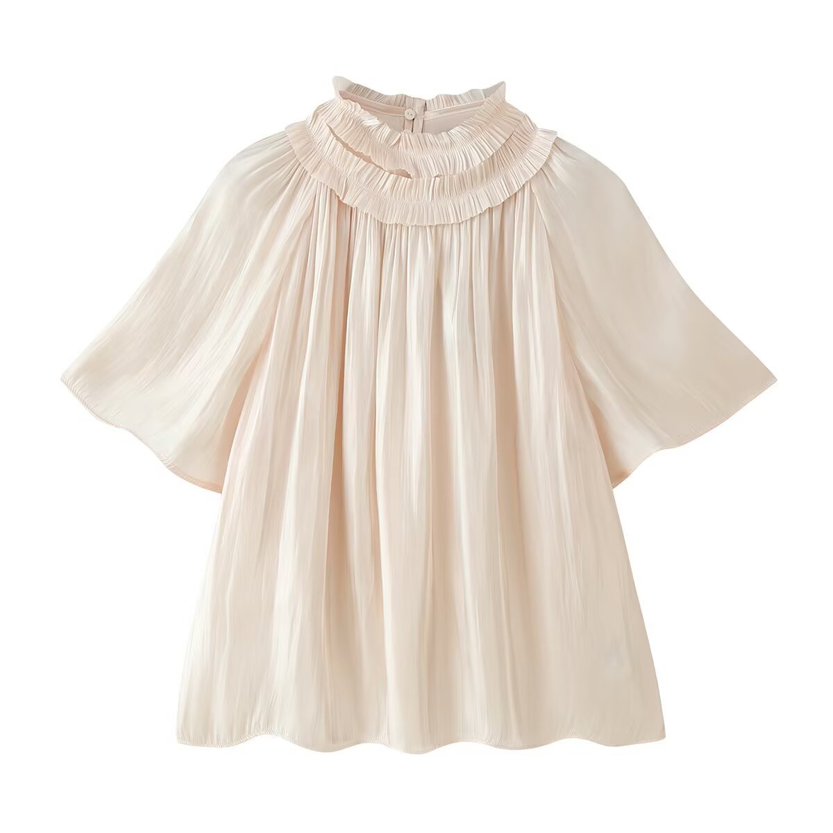 stand up collar short sleeved shirt for women