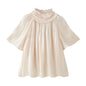 stand up collar short sleeved shirt for women