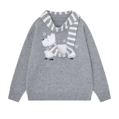 Cartoon Dog Embroidery Sweater Women