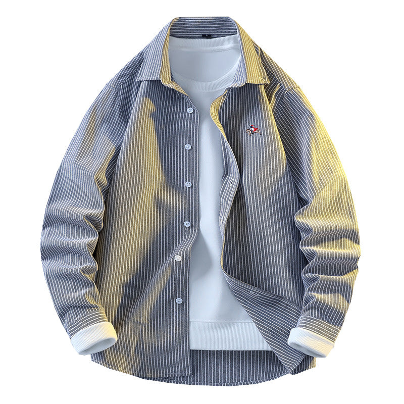 Casual Loose Striped Embroidered