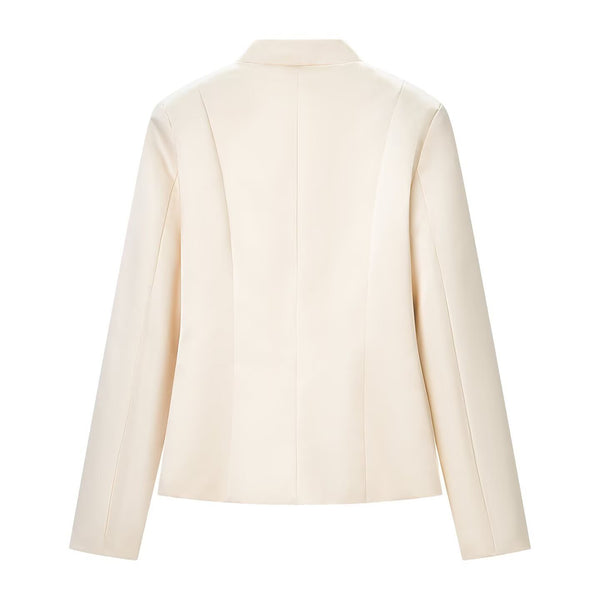 Elegant satin waistband buckle embellished jacket