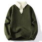 Men's Premium Fake Two-Piece Lapel Knit Sweater