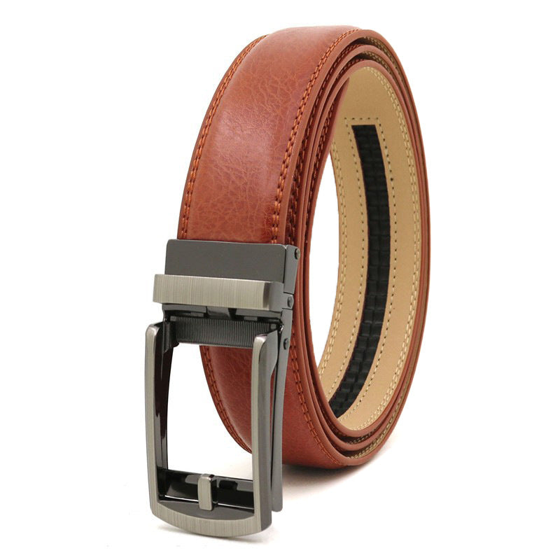 Men's automatic buckle two-layer cowhide leather belt ﻿
