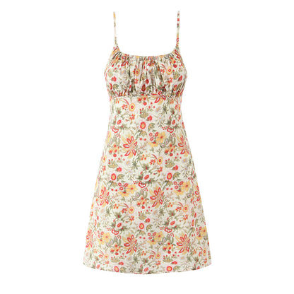 Floral Short A-Line Dress with Straps
