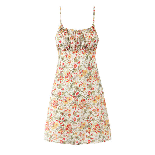 Floral Short A-Line Dress with Straps