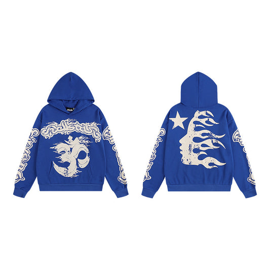 Street hip-hop versatile casual printed hoodie
