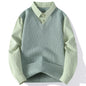 Knit Sweater Fake Two Piece Layered Top