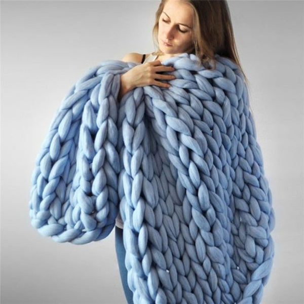 Chunky Knit Cotton Throw Blanket