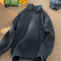 Men's Solid Color Half Zip Turtleneck Long Sleeve Knit Sweater