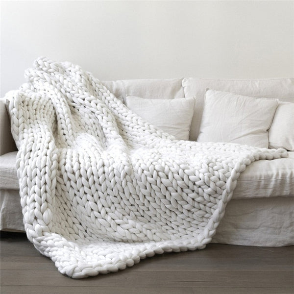 Chunky Knit Cotton Throw Blanket