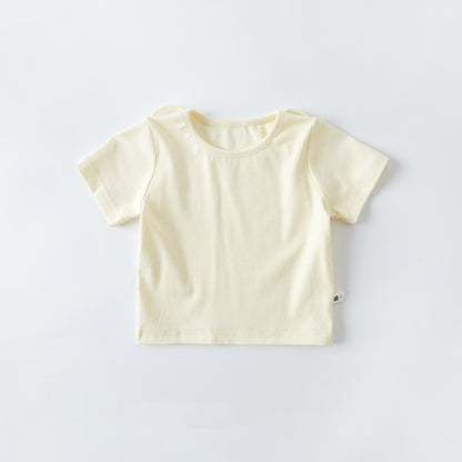 Denim Solid Color Short Sleeve Two-Piece Outfit