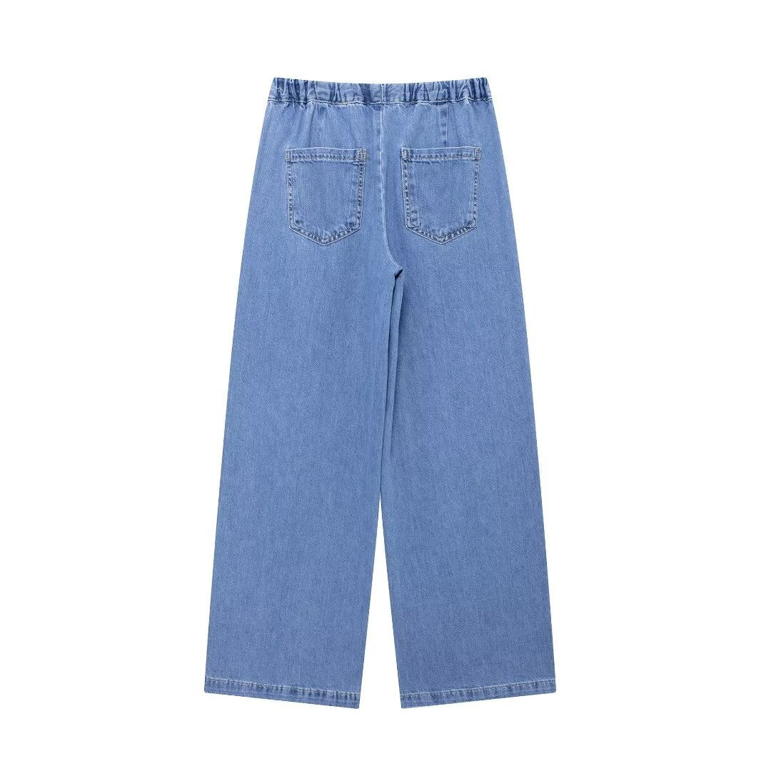 washed blue denim suit