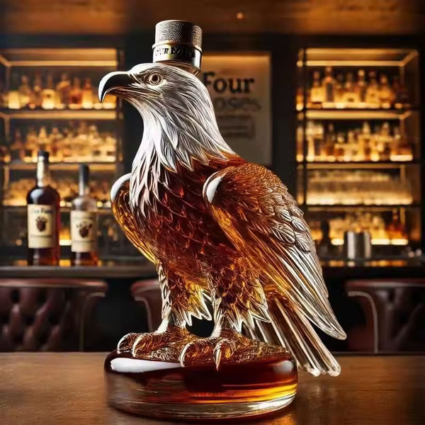 Carafe à Whisky en forme de Petit Aigle. Idéale pour Papa ou votre Mari. Bouteille en Verre Exquise, Parfaite pour la Décoration de Noël.