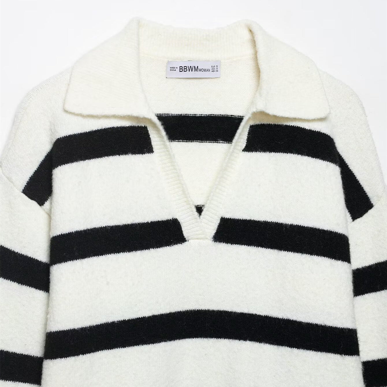 Lazy style soft and sticky striped contrasting pullover sweater