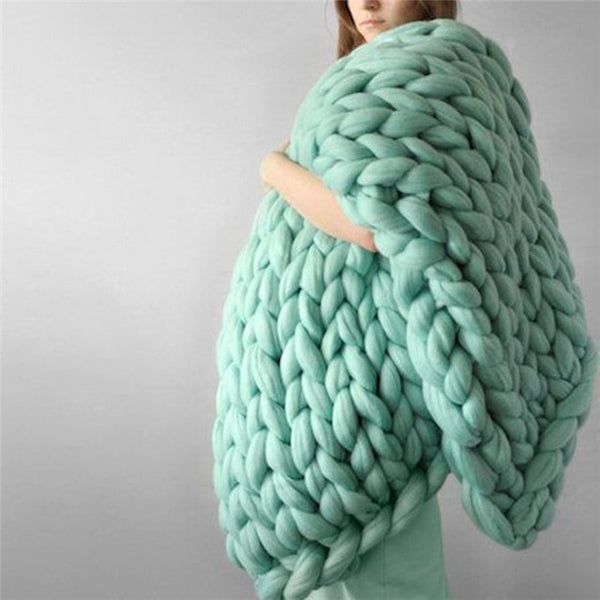 Chunky Knit Cotton Throw Blanket