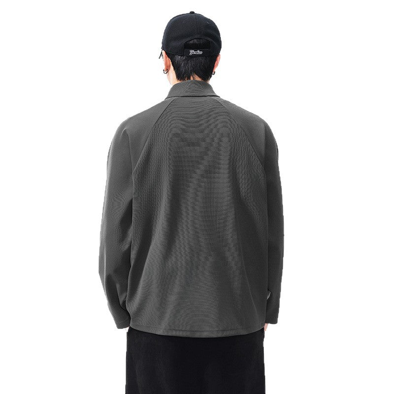 Men'sVintage Long Sleeve Half-Zip Polo Sweatshirt