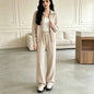 knitted sweater cardigan wide leg pants two-piece set