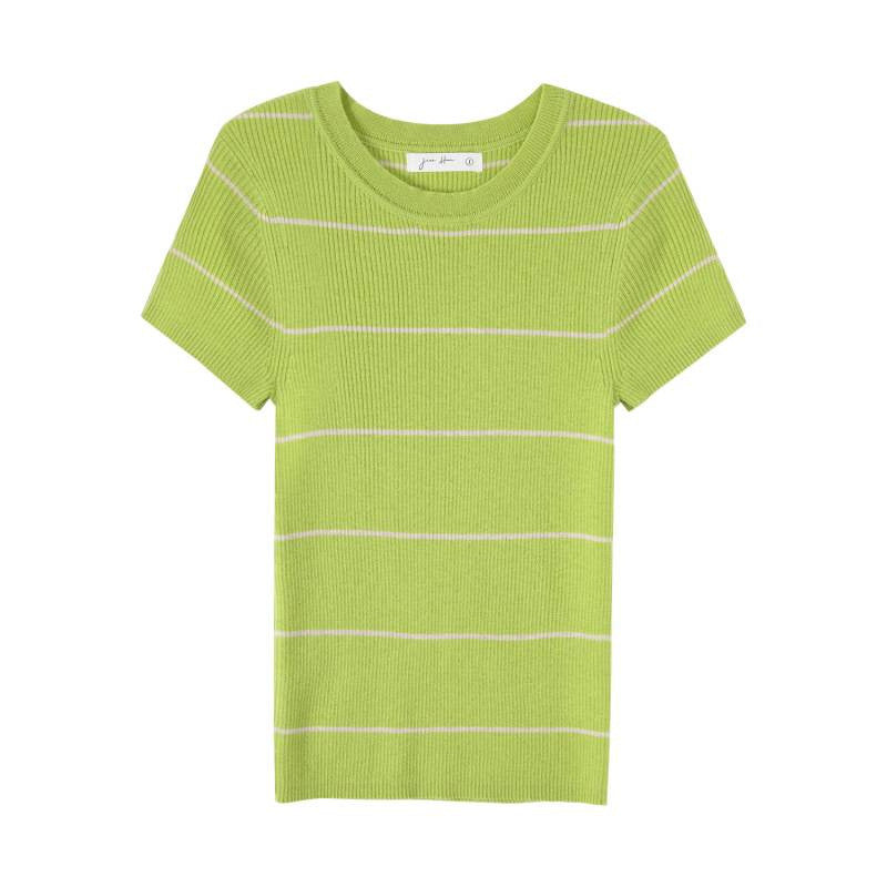 Green Stripe Regular Sleeve Fitted Wool Knit