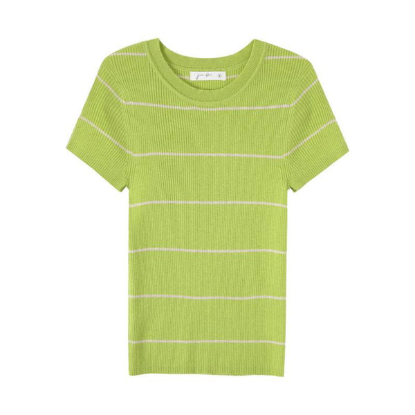 Green Stripe Regular Sleeve Fitted Wool Knit