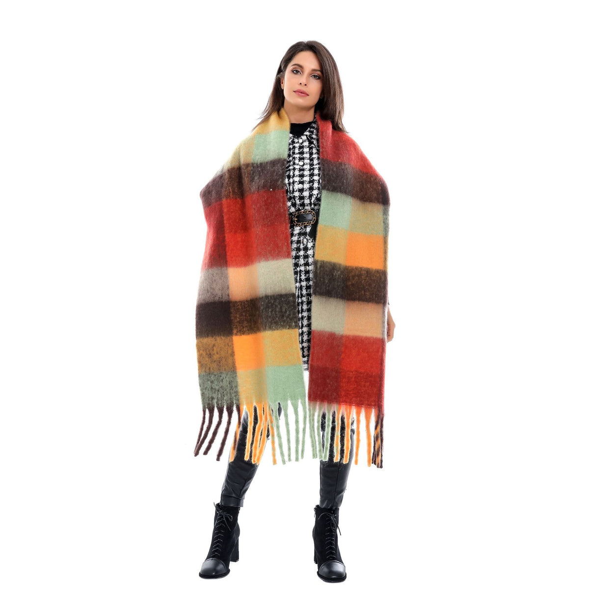 Women's leopard print tassel scarf - view 3