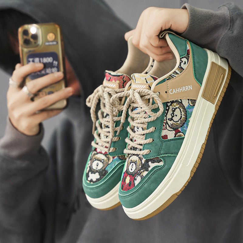Harajuku style casual lace up color blocked thick soled shoes