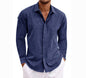 Long Sleeve Cotton Linen Shirt Men