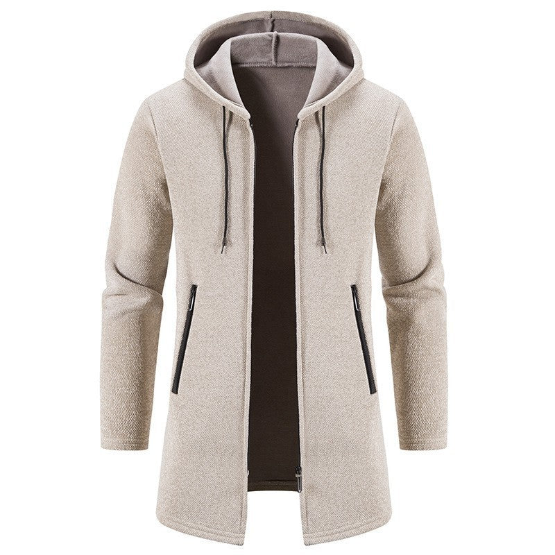 Men's Cardigan Mid-length Hooded Jacket