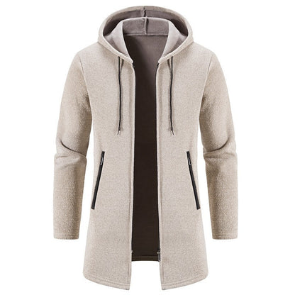 Men's Cardigan Mid-length Hooded Jacket
