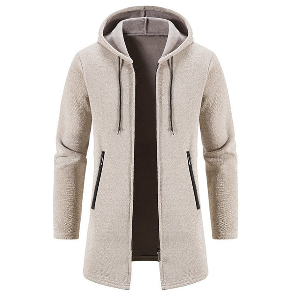 Men's Cardigan Mid-length Hooded Jacket