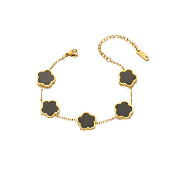 Bracelet en acier titane avec fleur d'herbe Parthenocissus