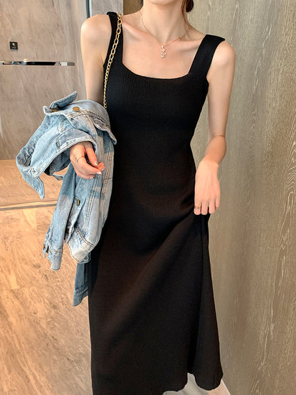 Bottoming Knit Suspender Dress