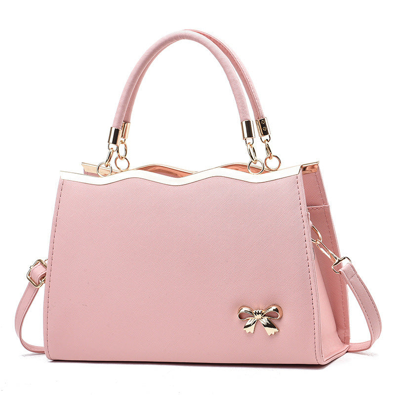 Bowknot Handbag - Elegant PU Leather Messenger Bag