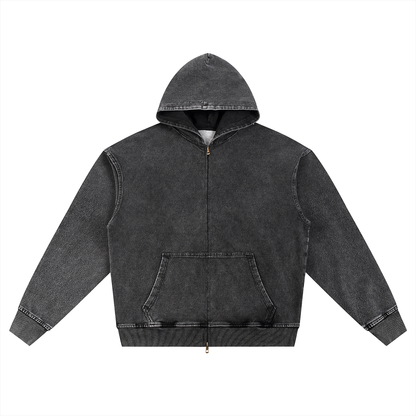 Waran Snow Wash Oversized Zip-Up Hoodie 380GSM